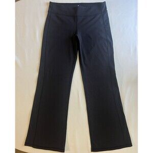 Athleta Gusset Cool max Yoga Workout Flare Legging Pants Sz L Black Active Wear